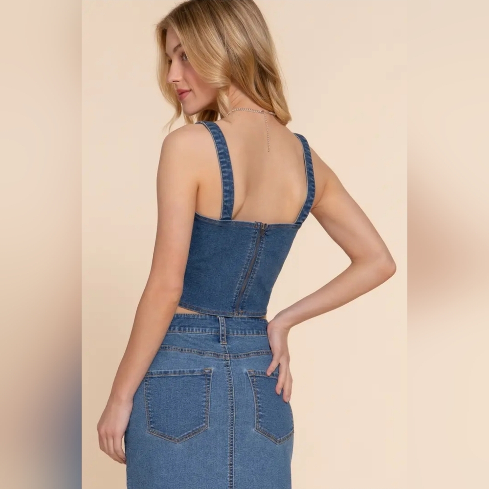 NWT, Active USA Blue Denim Tank Top, Size Medium - Picture 4 of 4